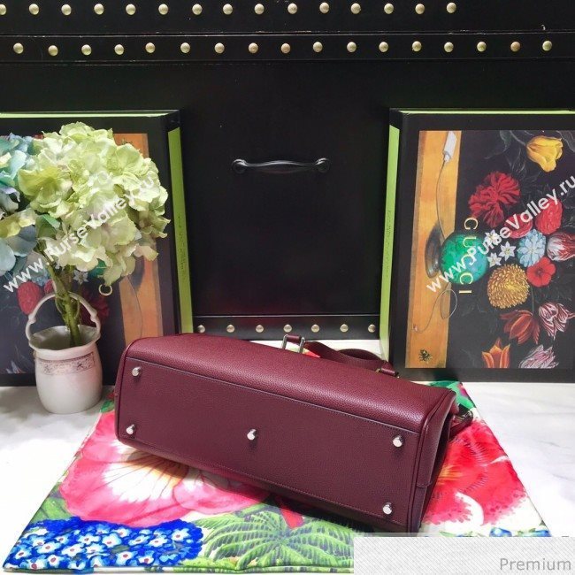 Gucci Zumi Grainy Leather Medium Top Handle Bag ‎564714 Burgundy 2019 (JM-9041219)