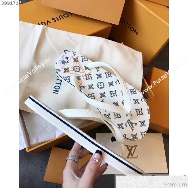 Louis Vuitton Mens Molitor Thong Sandals on Monogram Insock 1A45V3 White/Black 2019 (EM-9030924)