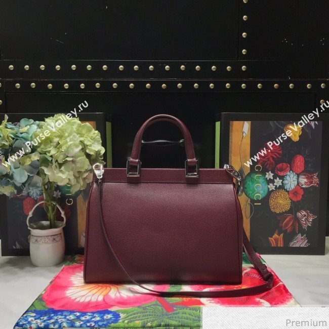Gucci Zumi Grainy Leather Medium Top Handle Bag ‎564714 Burgundy 2019 (JM-9041219)