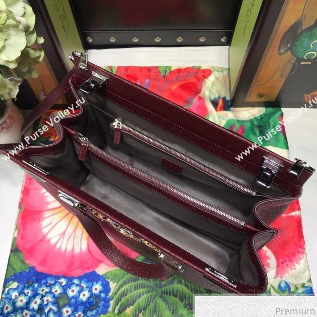 Gucci Zumi Grainy Leather Medium Top Handle Bag ‎564714 Burgundy 2019 (JM-9041219)