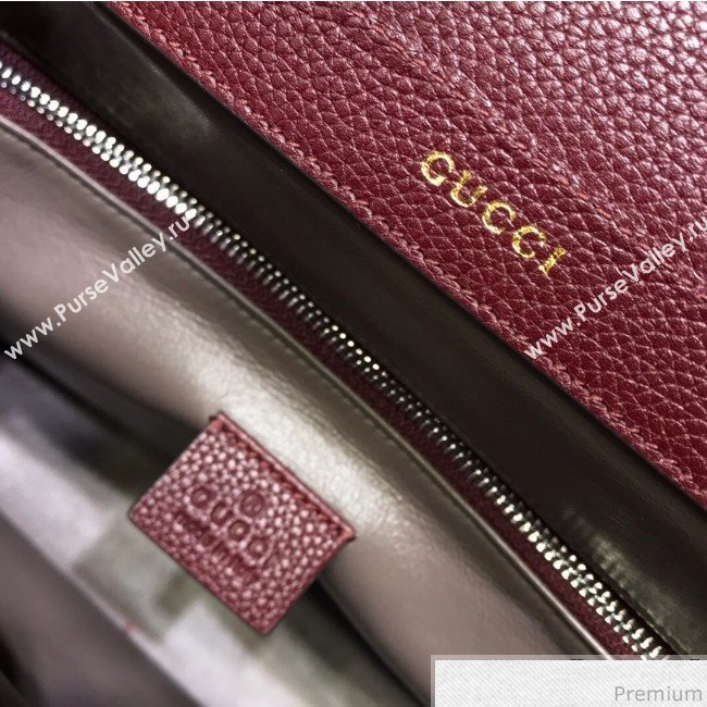 Gucci Zumi Grainy Leather Medium Top Handle Bag ‎564714 Burgundy 2019 (JM-9041219)