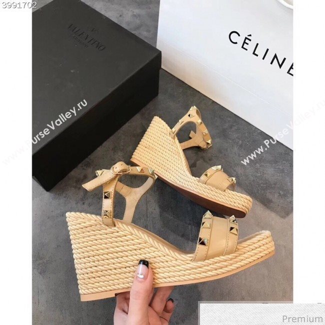 Valentino VLTN Rockstud Wedge Sandals Pink 2019 (EM-9030929)