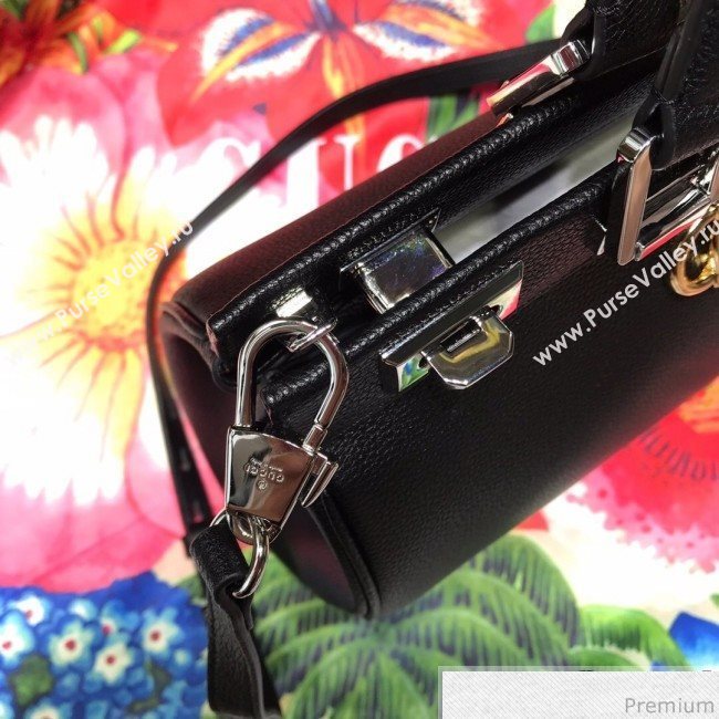 Gucci Zumi Grainy Leather Medium Top Handle Bag ‎564714 Black 2019 (JM-9041220)