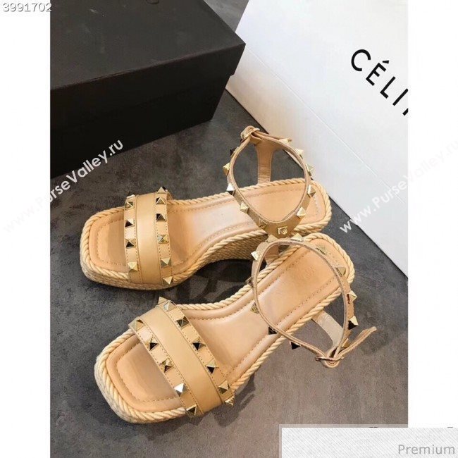 Valentino VLTN Rockstud Wedge Sandals Pink 2019 (EM-9030929)