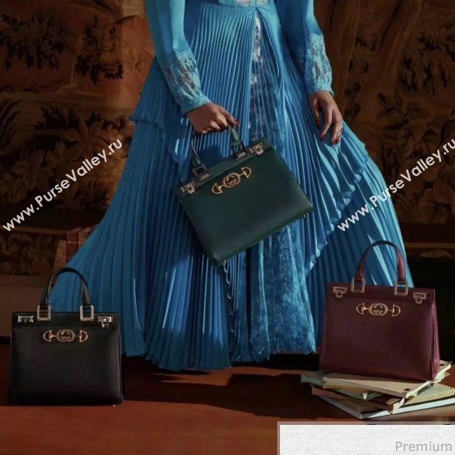 Gucci Zumi Grainy Leather Medium Top Handle Bag ‎564714 Green 2019 (JM-9041218)