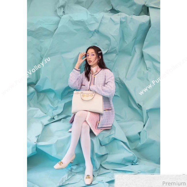 Gucci Zumi Grainy Leather Medium Top Handle Bag ‎564714 White 2019 (JM-9041217)