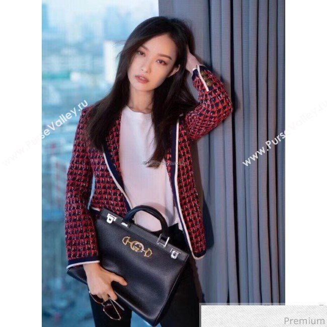 Gucci Zumi Grainy Leather Medium Top Handle Bag ‎564714 Black 2019 (JM-9041220)