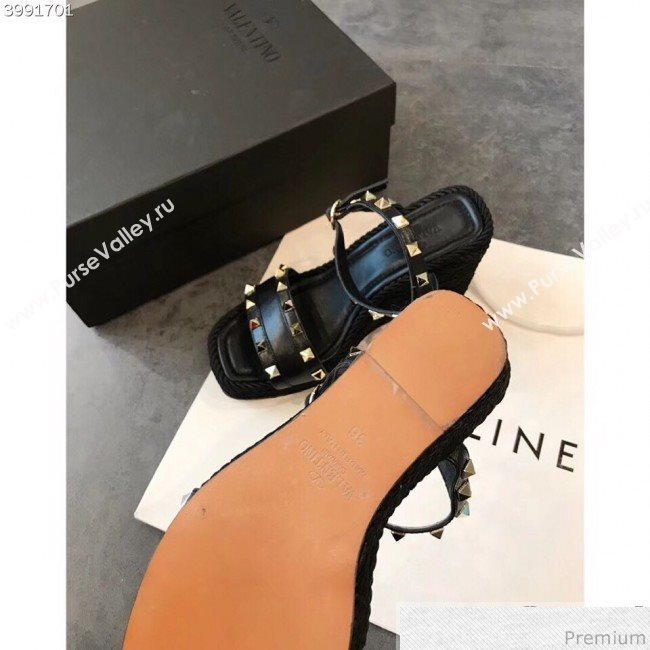 Valentino VLTN Rockstud Wedge Sandals Black 2019 (EM-9030930)