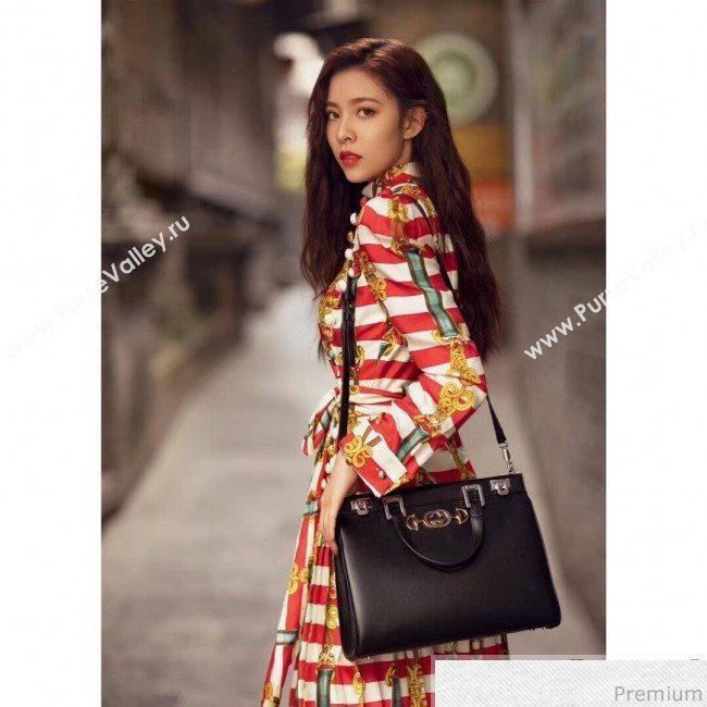 Gucci Zumi Grainy Leather Medium Top Handle Bag ‎564714 Black 2019 (JM-9041220)