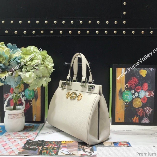 Gucci Zumi Grainy Leather Small Top Handle Bag ‎569712 White 2019 (JM-9041221)