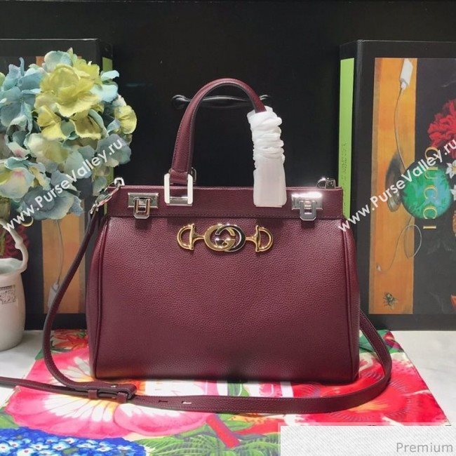 Gucci Zumi Grainy Leather Small Top Handle Bag ‎569712 Burgundy 2019 (JM-9041223)