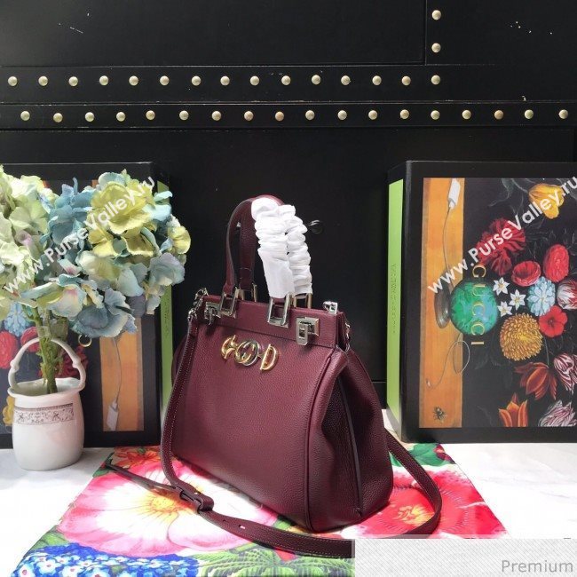 Gucci Zumi Grainy Leather Small Top Handle Bag ‎569712 Burgundy 2019 (JM-9041223)