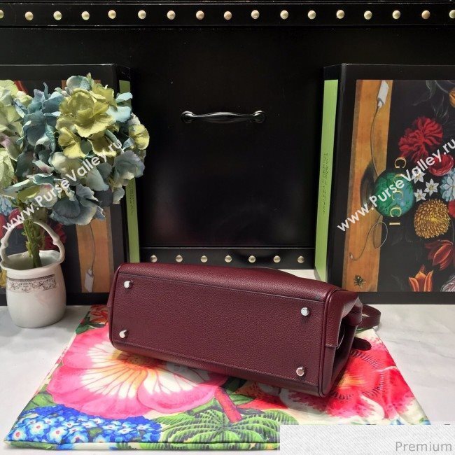 Gucci Zumi Grainy Leather Small Top Handle Bag ‎569712 Burgundy 2019 (JM-9041223)