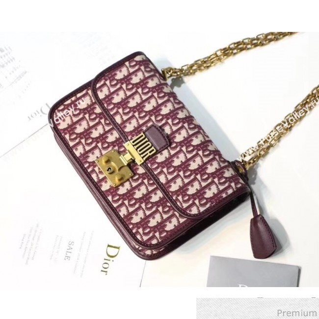 Dior Dioraddict Oblique Canvas Flap Bag Burgundy 2018 (XXG-9040858)