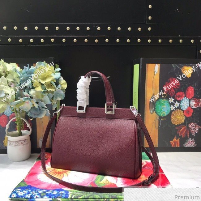 Gucci Zumi Grainy Leather Small Top Handle Bag ‎569712 Burgundy 2019 (JM-9041223)