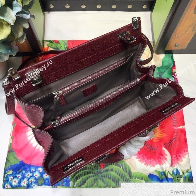 Gucci Zumi Grainy Leather Small Top Handle Bag ‎569712 Burgundy 2019 (JM-9041223)