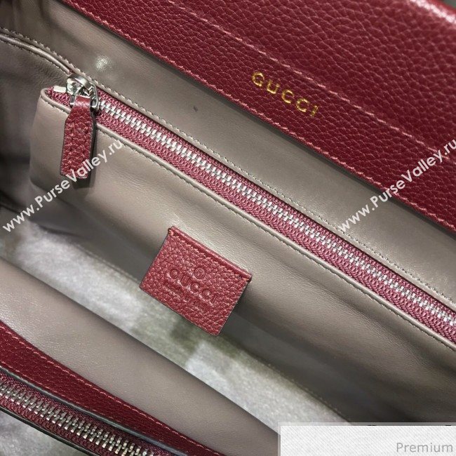 Gucci Zumi Grainy Leather Small Top Handle Bag ‎569712 Burgundy 2019 (JM-9041223)