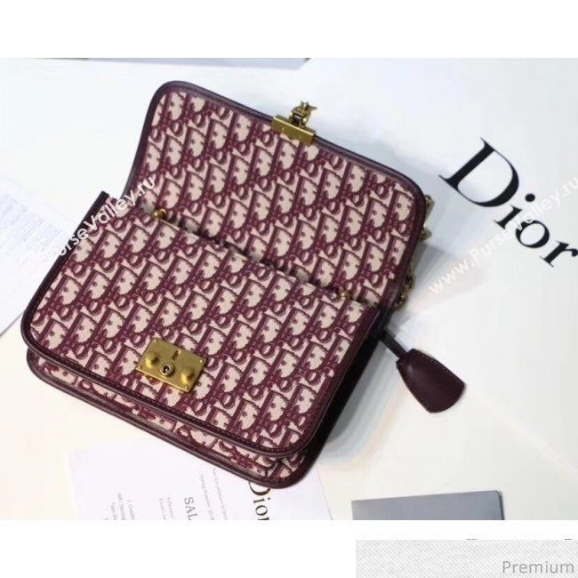Dior Dioraddict Oblique Canvas Flap Bag Burgundy 2018 (XXG-9040858)