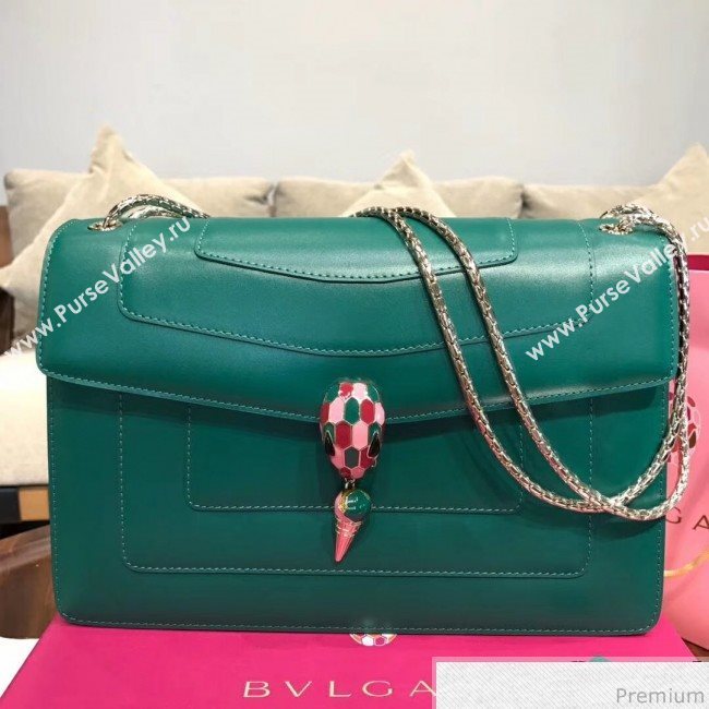 Bvlgari Serpenti Forever Flap Shoulder Bag 27cm Green/Pink (BGJ-9041142)