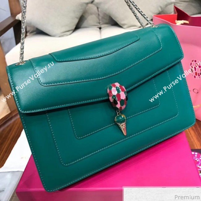 Bvlgari Serpenti Forever Flap Shoulder Bag 27cm Green/Pink (BGJ-9041142)