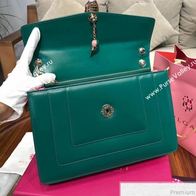 Bvlgari Serpenti Forever Flap Shoulder Bag 27cm Green/Pink (BGJ-9041142)