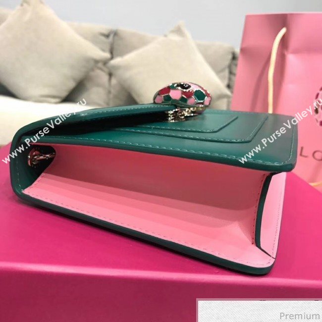 Bvlgari Serpenti Forever Flap Shoulder Bag 20cm Green/Pink (BGJ-9041143)