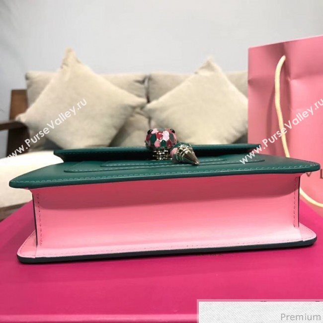 Bvlgari Serpenti Forever Flap Shoulder Bag 20cm Green/Pink (BGJ-9041143)