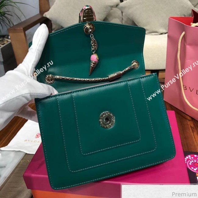 Bvlgari Serpenti Forever Flap Shoulder Bag 20cm Green/Pink (BGJ-9041143)