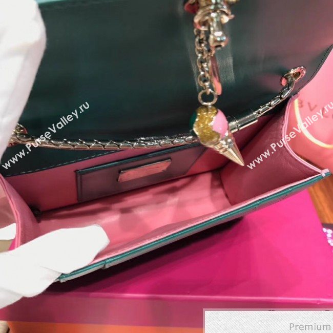 Bvlgari Serpenti Forever Flap Shoulder Bag 20cm Green/Pink (BGJ-9041143)