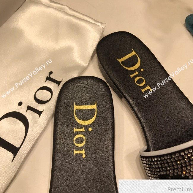 Dior Crystal Flat Slide Sandals Black 2019 (ANDI-9041653)