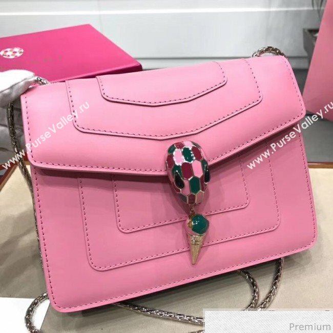 Bvlgari Serpenti Forever Flap Shoulder Bag 20cm Pink/Green (BGJ-9041146)