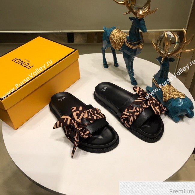 Fendi Flat Lace up Bow Slide Sandals 2019 (ANDI-9041655)