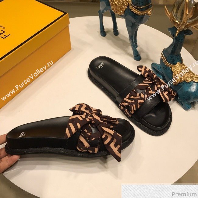 Fendi Flat Lace up Bow Slide Sandals 2019 (ANDI-9041655)