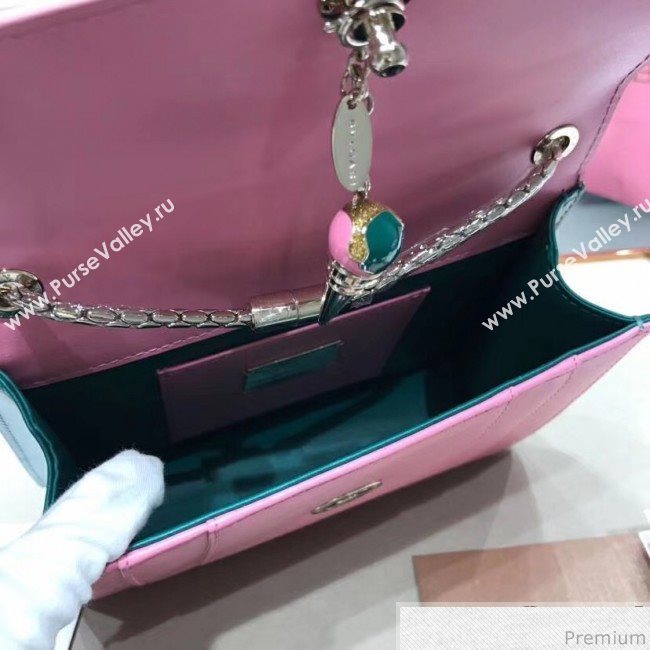 Bvlgari Serpenti Forever Flap Shoulder Bag 20cm Pink/Green (BGJ-9041146)