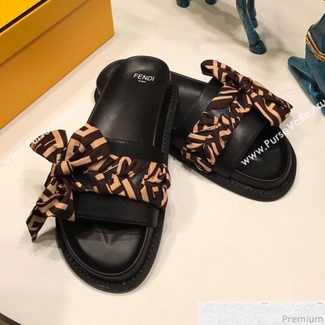 Fendi Flat Lace up Bow Slide Sandals 2019 (ANDI-9041655)