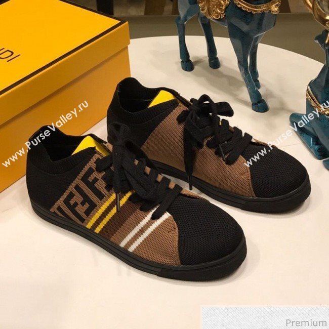 Fendi FF Logo Fabric Sneakers Coffee 2019 (ANDI-9041657)