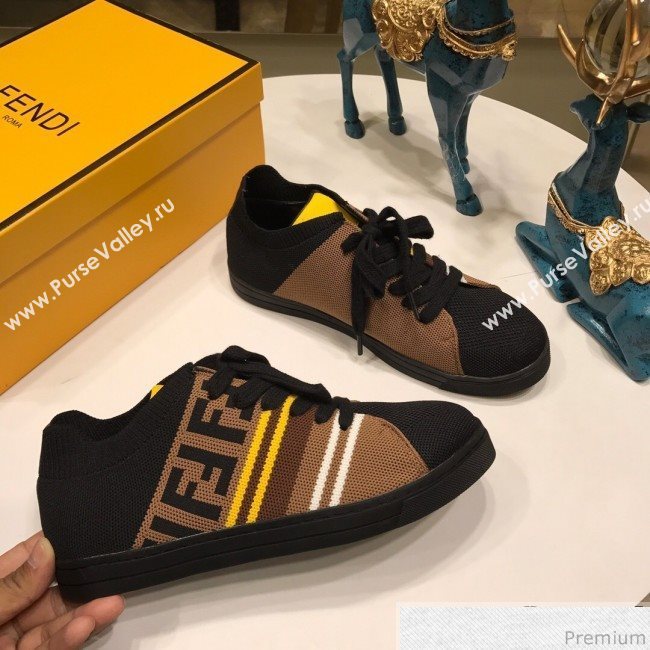 Fendi FF Logo Fabric Sneakers Coffee 2019 (ANDI-9041657)