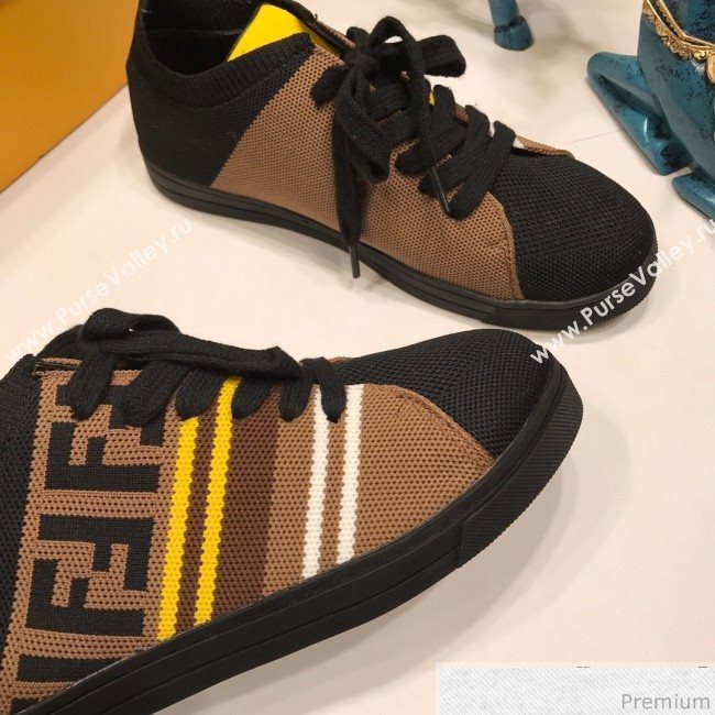 Fendi FF Logo Fabric Sneakers Coffee 2019 (ANDI-9041657)