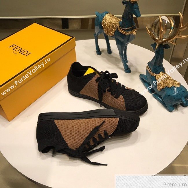 Fendi FF Logo Fabric Sneakers Coffee 2019 (ANDI-9041657)