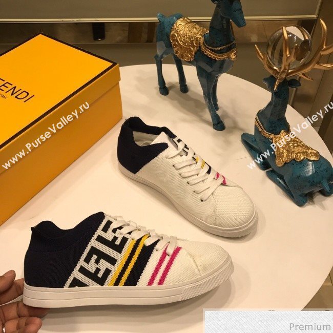 Fendi FF Logo Fabric Sneakers White 2019 (ANDI-9041658)