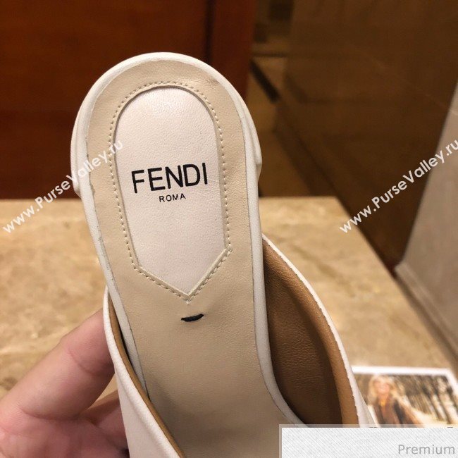 Fendi Soft Lambskin Heel Sabots Twist Sandals White 2019 (DLY-9041659)