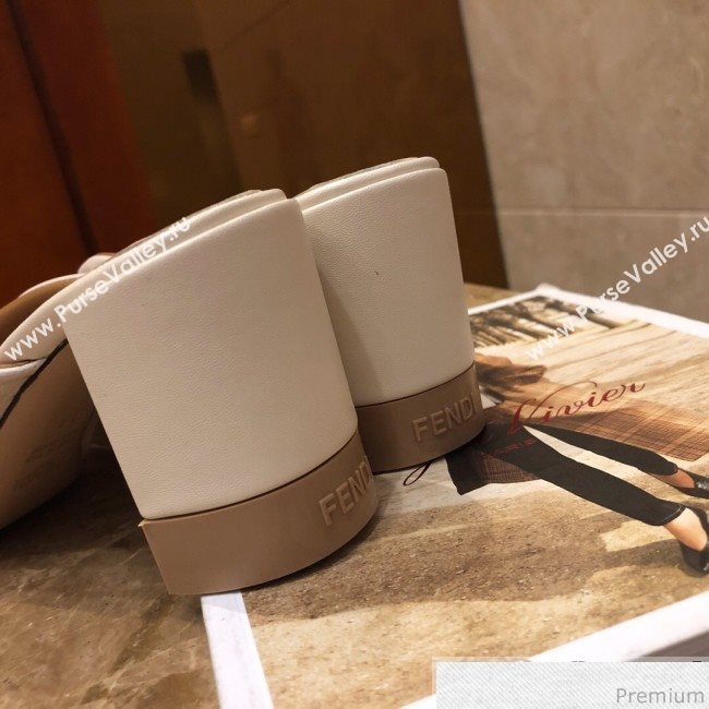 Fendi Soft Lambskin Heel Sabots Twist Sandals White 2019 (DLY-9041659)