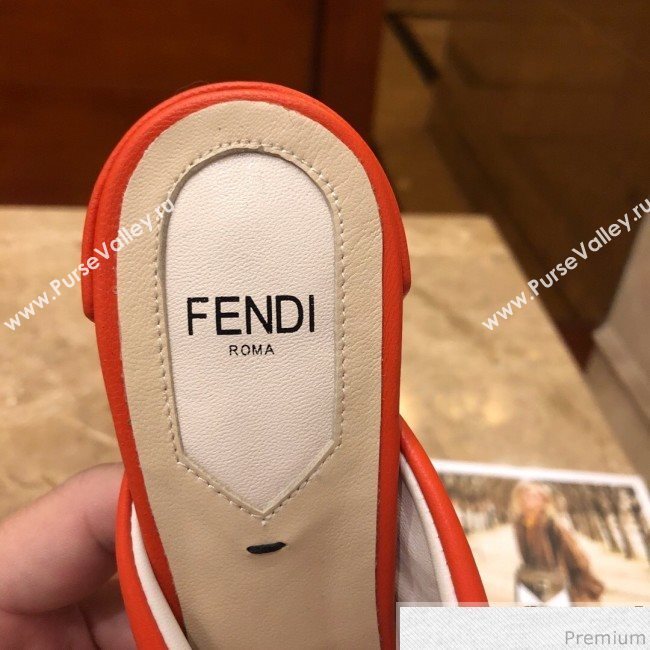 Fendi Soft Lambskin Heel Sabots Twist Sandals Bright Orange 2019 (DLY-9041660)