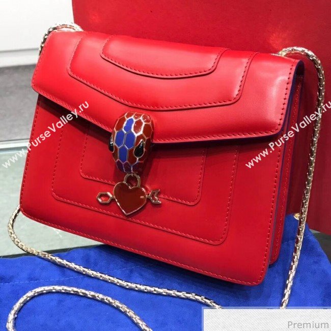 Bvlgari Serpenti Forever Love Flap Shoulder Bag 20cm Red 2019 (BGJ-9041151)