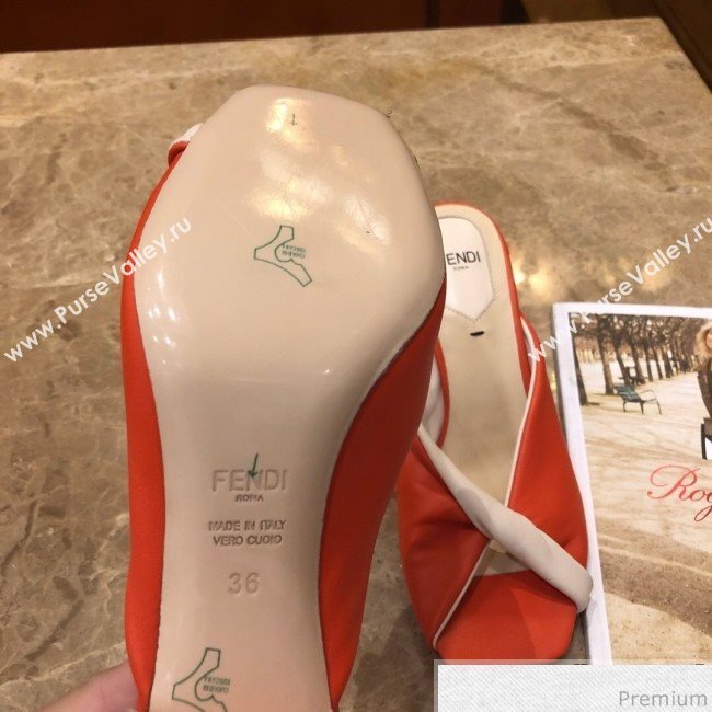 Fendi Soft Lambskin Heel Sabots Twist Sandals Bright Orange 2019 (DLY-9041660)