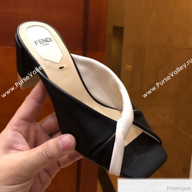 Fendi Soft Lambskin Heel Sabots Twist Sandals Black 2019 (DLY-9041661)