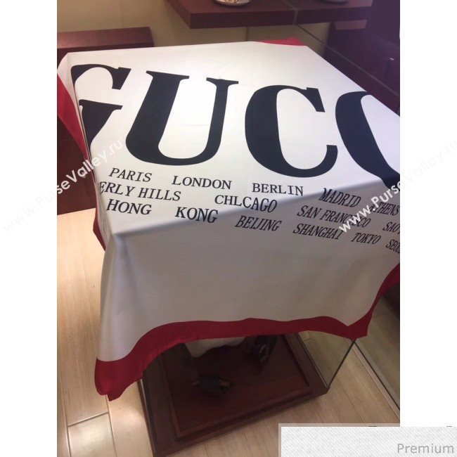 Gucci Silk Square Scarf with Gucci Cities 110x110cm Red 2019 (HXS-9031318)