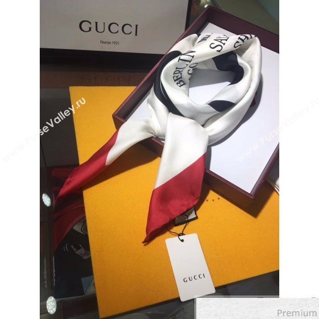 Gucci Silk Square Scarf with Gucci Cities 110x110cm Red 2019 (HXS-9031318)