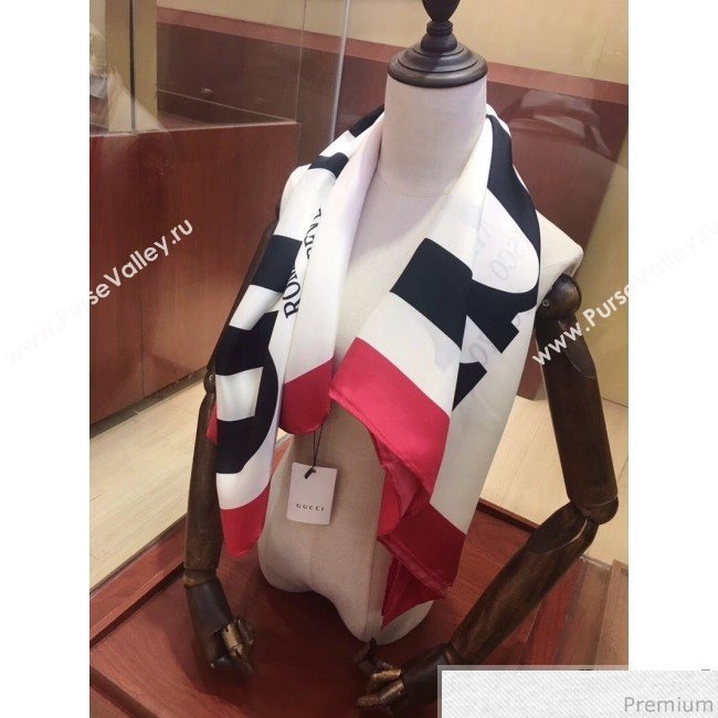 Gucci Silk Square Scarf with Gucci Cities 110x110cm Red 2019 (HXS-9031318)