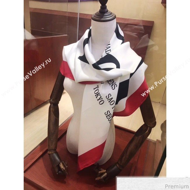 Gucci Silk Square Scarf with Gucci Cities 110x110cm Red 2019 (HXS-9031318)